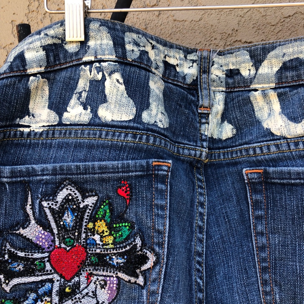 Ed Hardy Skull and Cross Tattoo Straight Leg Jeans Sz18 - Picture 7 of 13